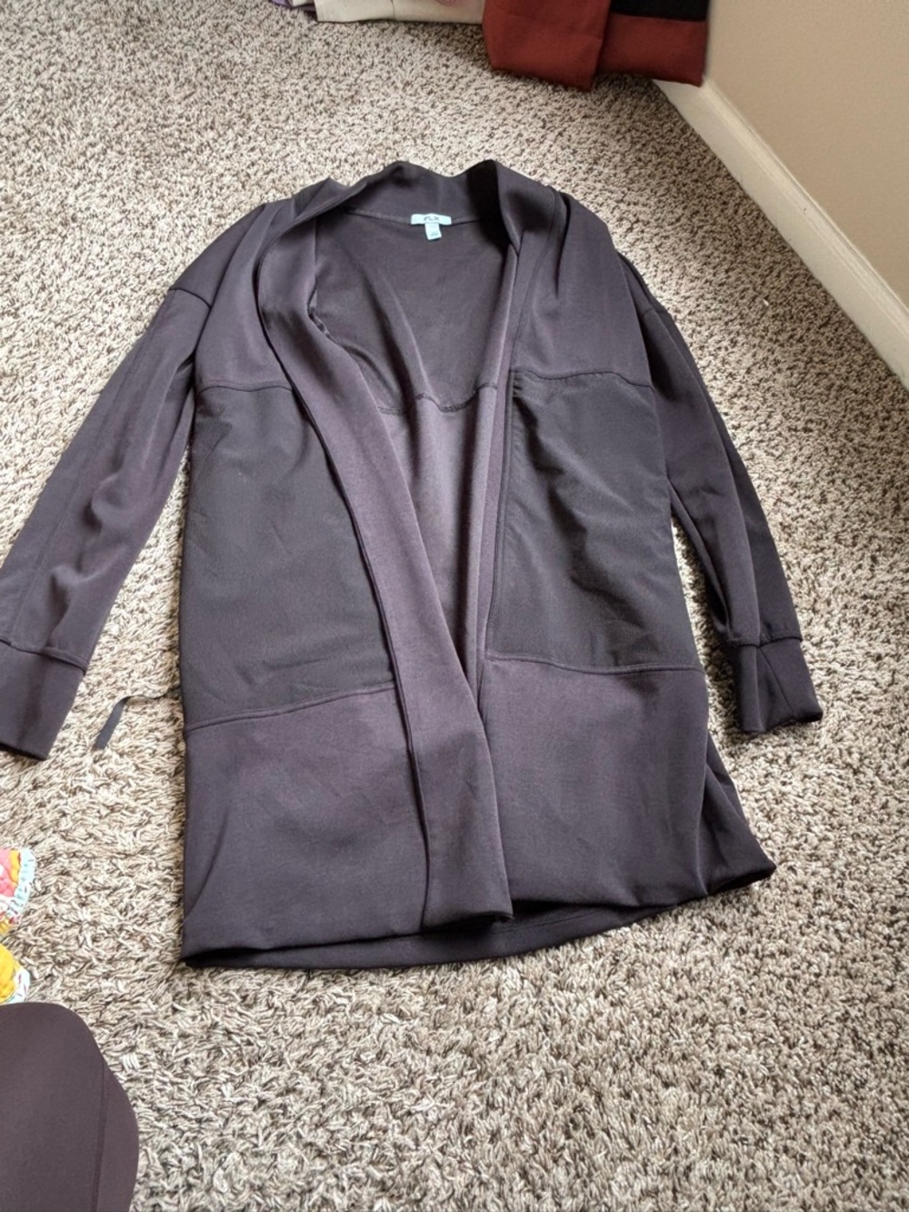 Open-Front Shawl Collar Cardigan Jacket - Black